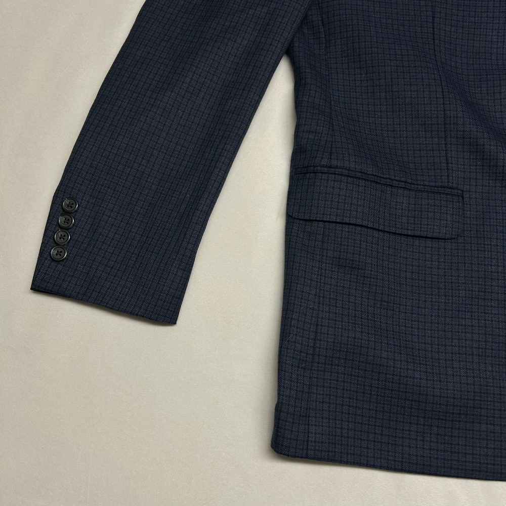 Chaps Mens Navy Blue Micro Check Blazer Sport Coat Jacket 42R Two Button - Picture 3 of 12